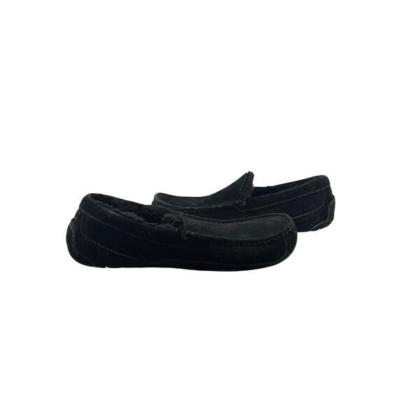 Ugg Black Suede Mens Ascot Slipper Size 12 Sheepskin Causal - Picture 1 of 9